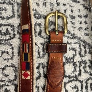 Zep-Pro brown leather belt with embroidery - waist size 46